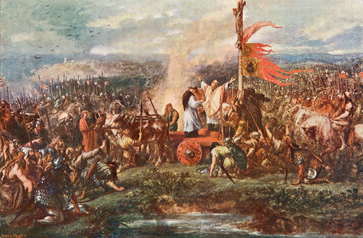 The Battle of the Standard, más néven a Northallertoni csata, 1138. augusztus 22., Cowton Moor Northallerton közelében, Yorkshire, Anglia. alkotó: John Gilbert