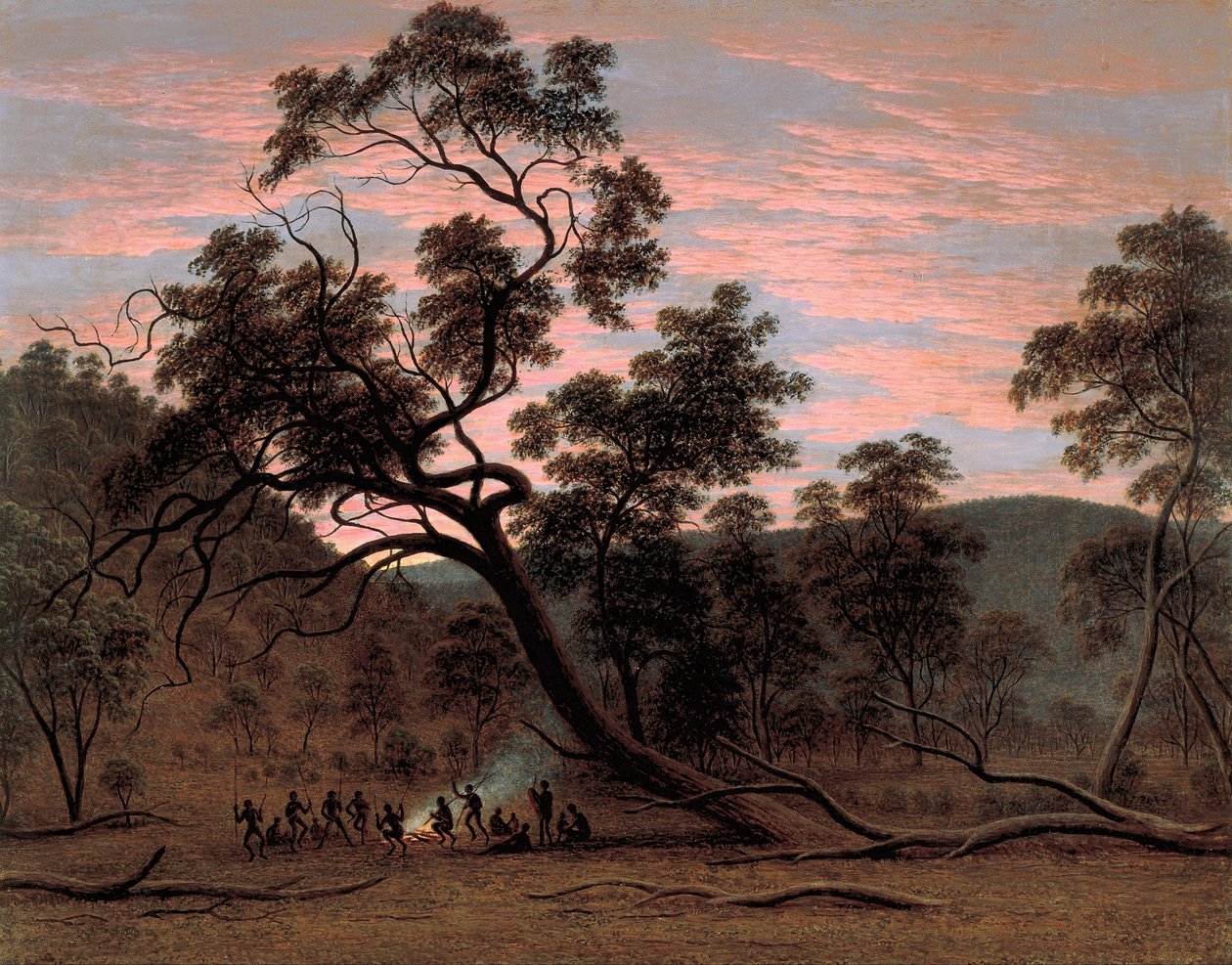 A bennszülöttek korrobórája a Mills Plains -en alkotó: John Glover