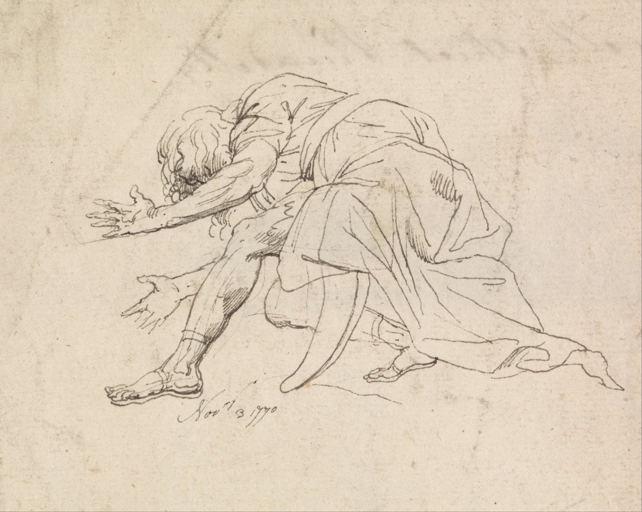 Egy térdelő férfi alkotó: John Hamilton Mortimer