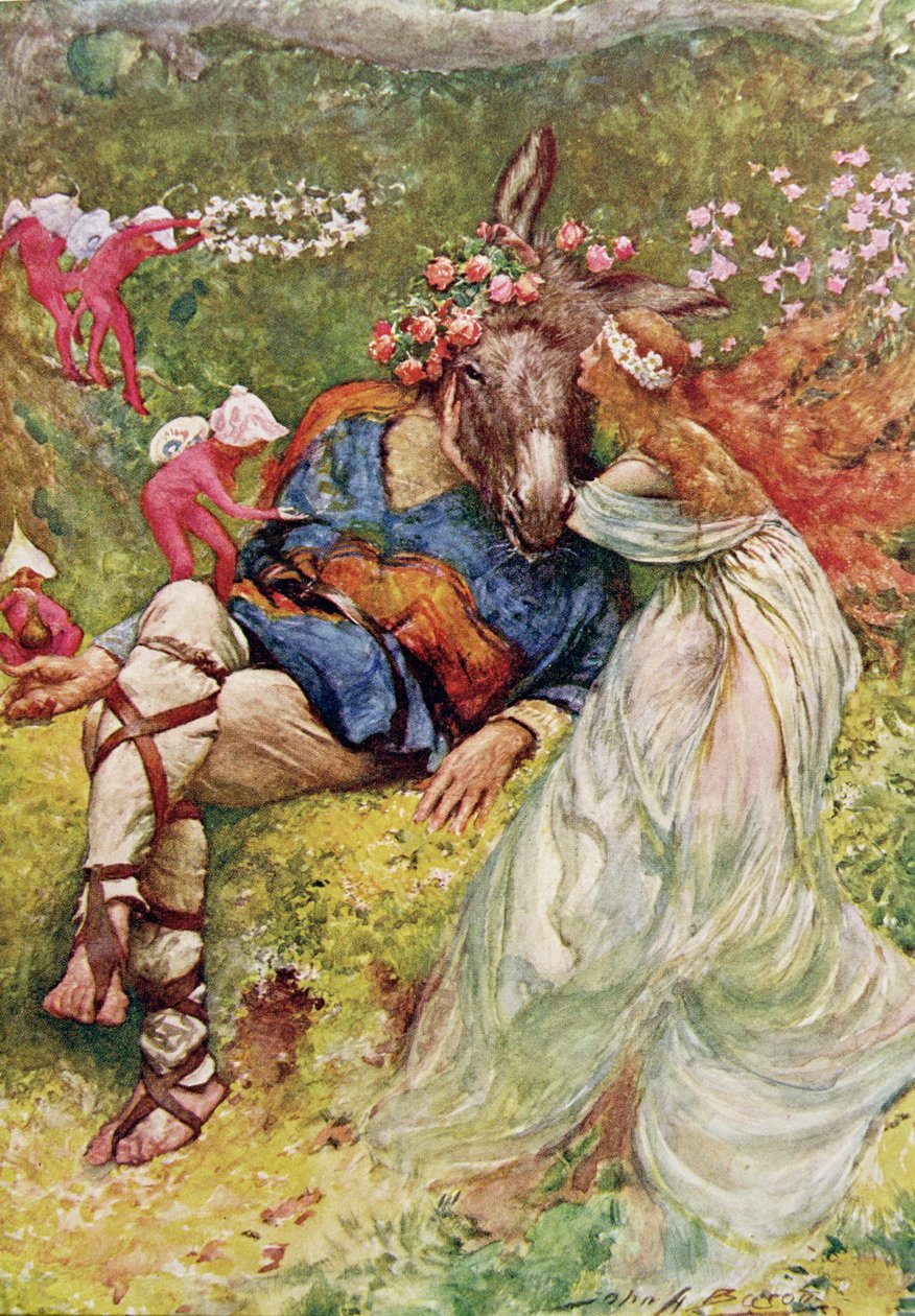 Titánia és alja Szentivánéji álomban a „Shakespeare-i gyerekek történeteiből”, Edith Nesbit (1858-1924) pub. szerző: Raphael Tuck und Sons Ltd., London (könyvillusztráció) alkotó: John Henry Frederick Bacon