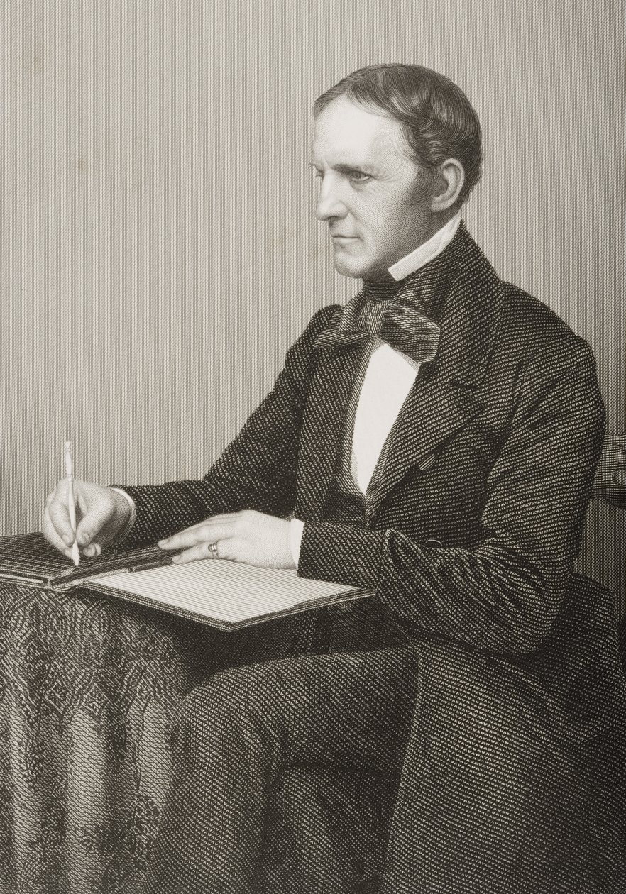 William Hickling Prescott (1796-1859) D.J. Pound egy fényképről, a „The Drawing-Room of Eminent Personages, Volume 2”, Londonban, 1860. alkotó: John Jabez Edwin Paisley Mayall