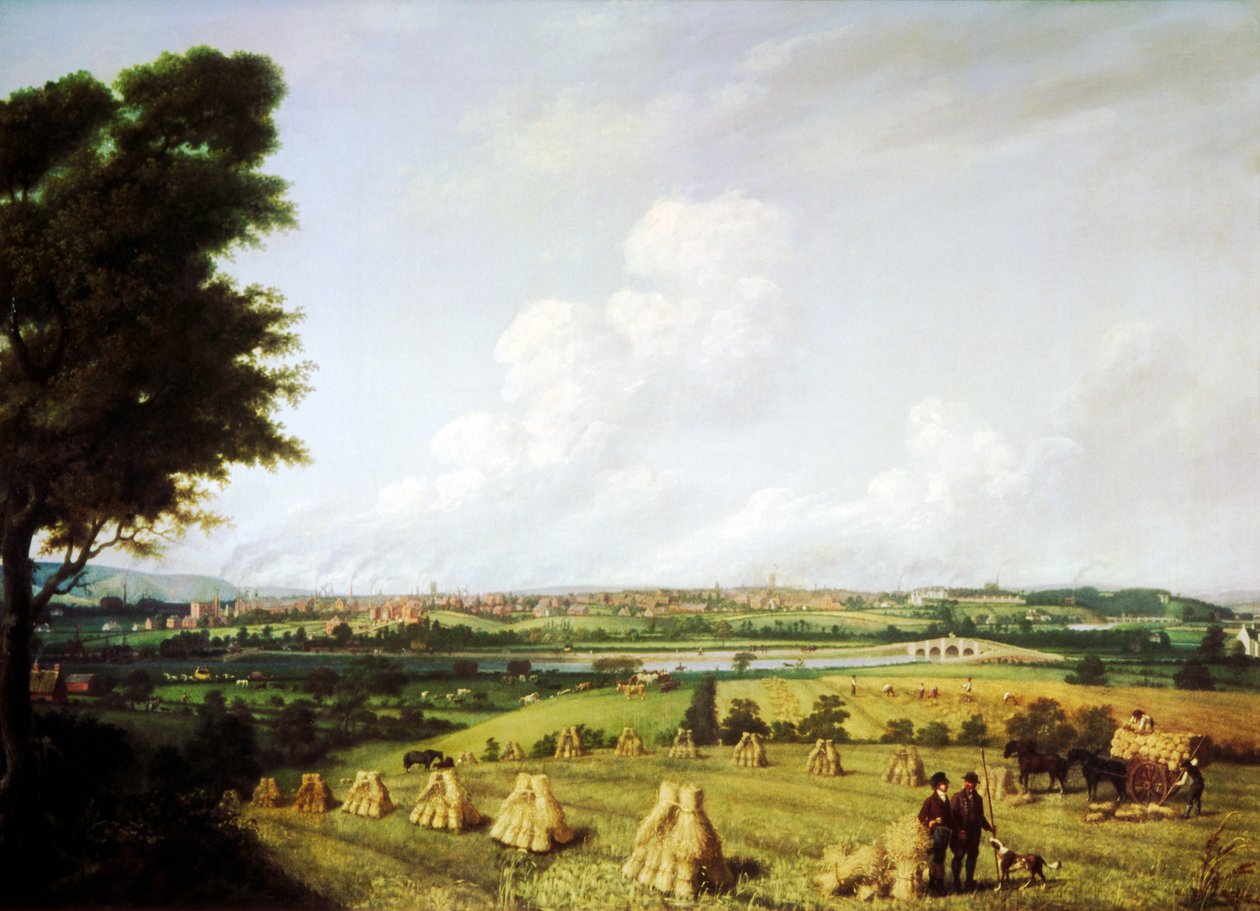 Preston képe a Penwortham malomból, 1821 alkotó: John Jenkinson
