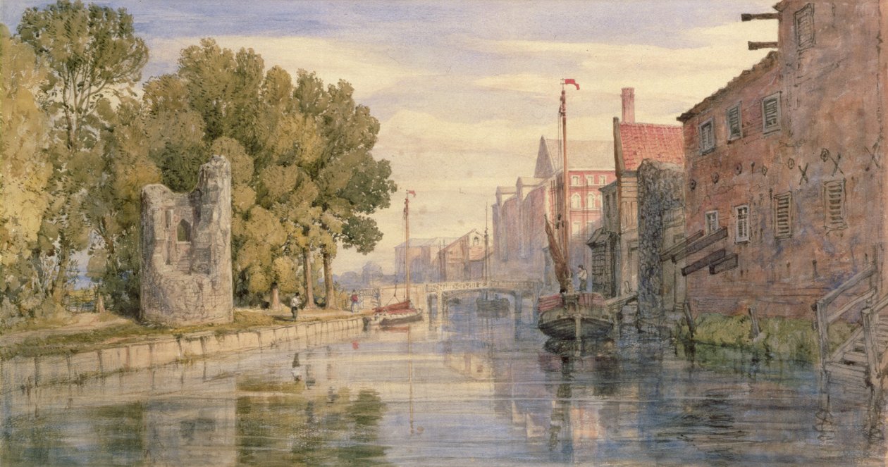A Carrow-i folyó az ördögtoronnyal, 1874 alkotó: John Joseph Cotman
