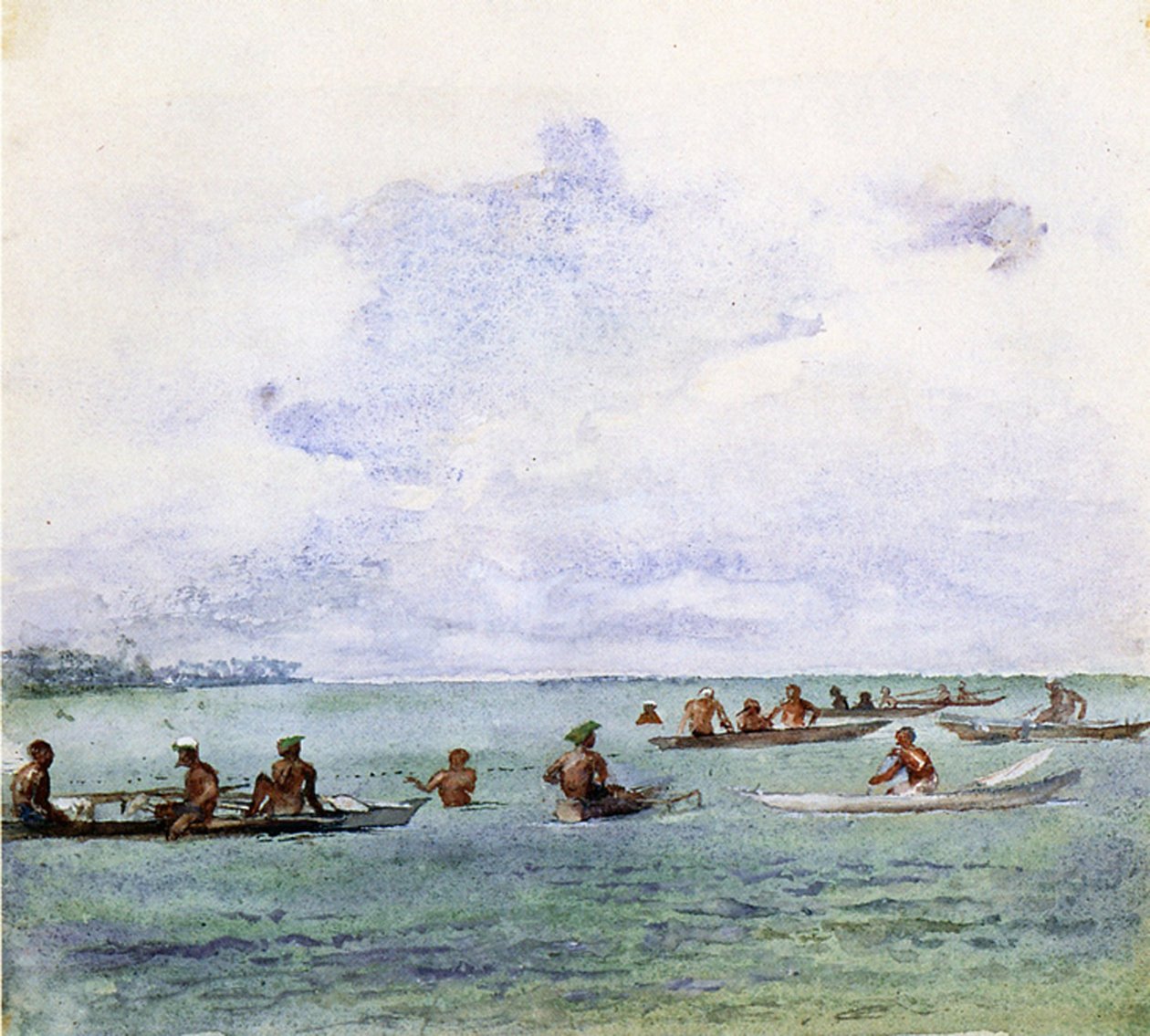 Horgászparty, Szamoa, 1890 (wc a fedélzeten) alkotó: John La Farge or Lafarge