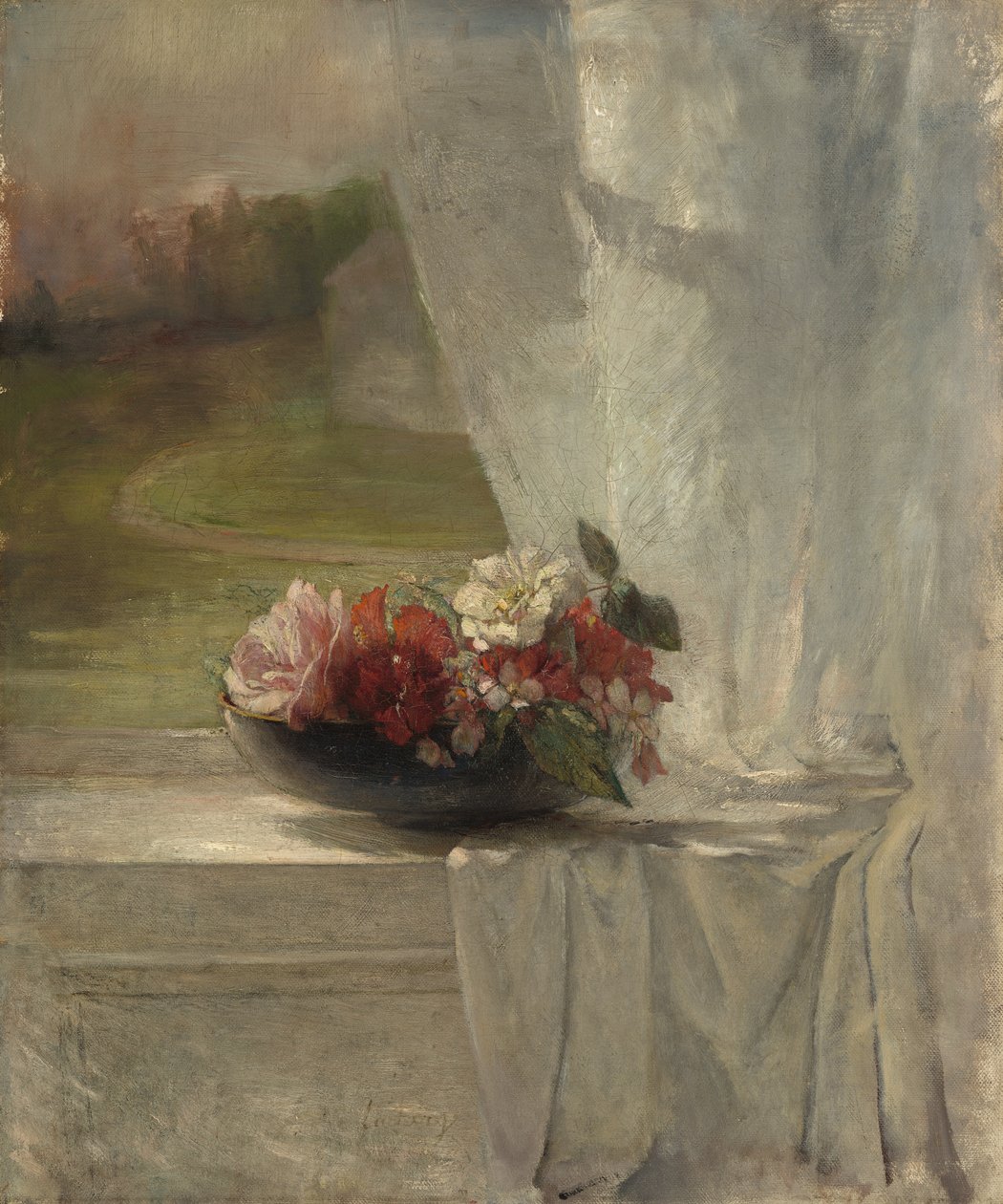 Virágok az ablakpárkányon, 1861 körül alkotó: John La Farge or Lafarge