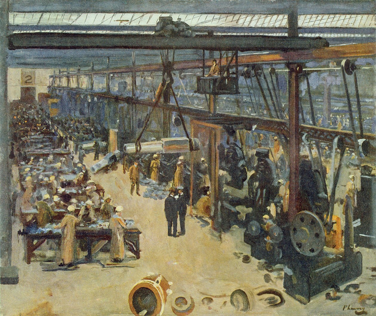 Jelenet egy Clyde-i hajógyárban, (Messrs Beardmore und Co), a British Artists at the Front, a "The Western Front" folytatásából, 1918. alkotó: John Lavery