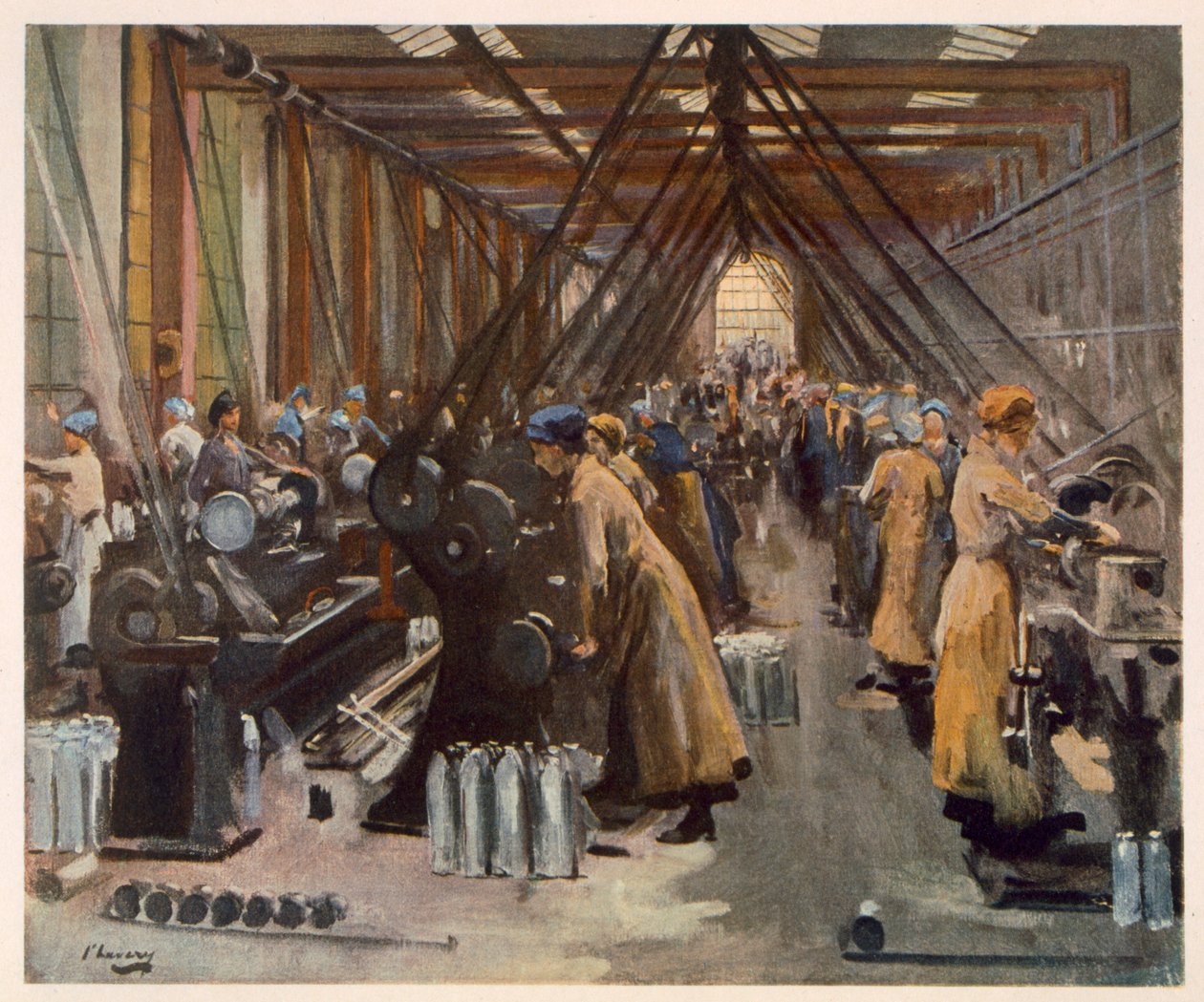 Shell Making, Edinburgh, a British Artists at the Fronttól, A nyugati front folytatása, 1918 alkotó: John Lavery