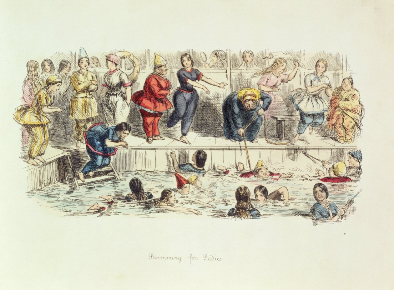 Női úszás, 1844 alkotó: John Leech