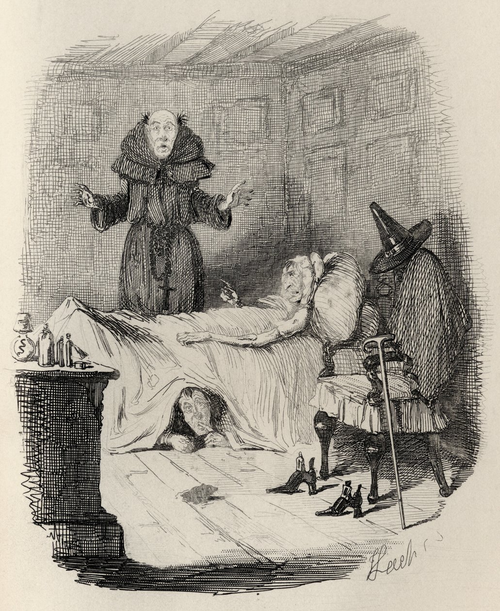 A szürkébe öltözött öregasszony vallomása Thomas Ingoldsby „The Ingoldsby legendái” című művéből, Richard Bentley und Son, 1887. alkotó: John Leech