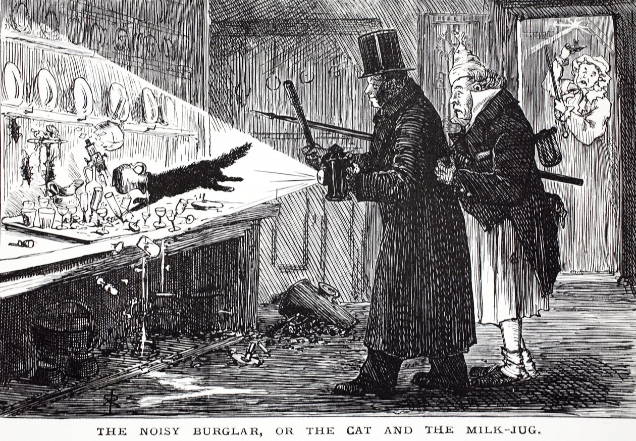 A zajos betörő, avagy a macska és a tejeskanna alkotó: John Leech