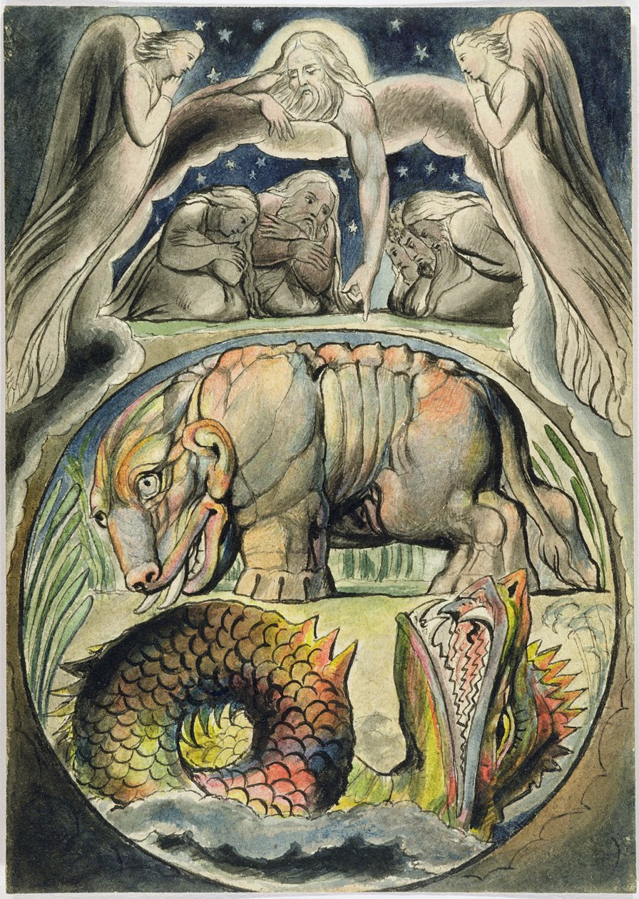 Behemoth és Leviathan, William Blake (1757-1827) nyomán (toll, tinta és WC papíron) alkotó: John Linnell