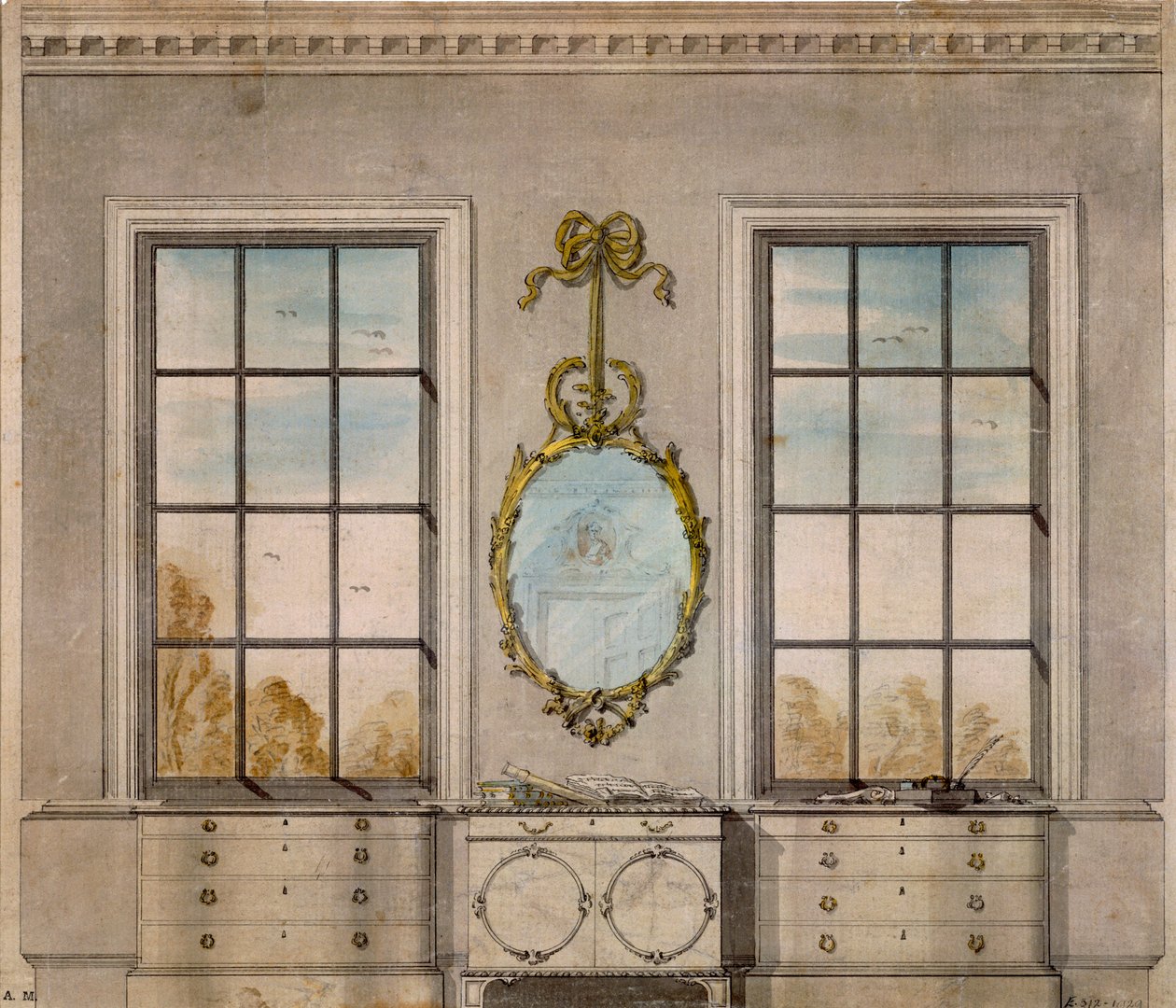 Szobatervező: Linnell John (1723-99), akvarell alkotó: John Linnell