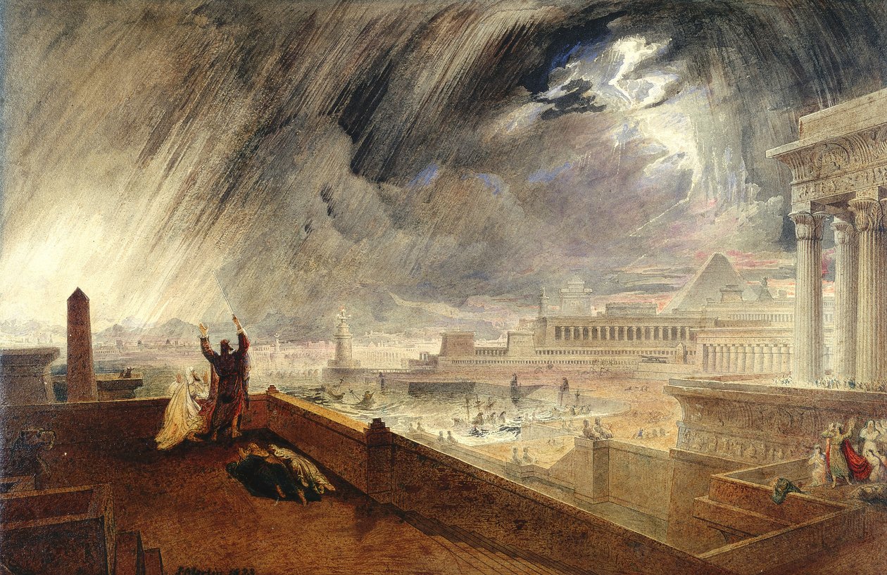 Tervezés a hetedik egyiptomi pestisjárványhoz (tinta és wc papíron) alkotó: John Martin