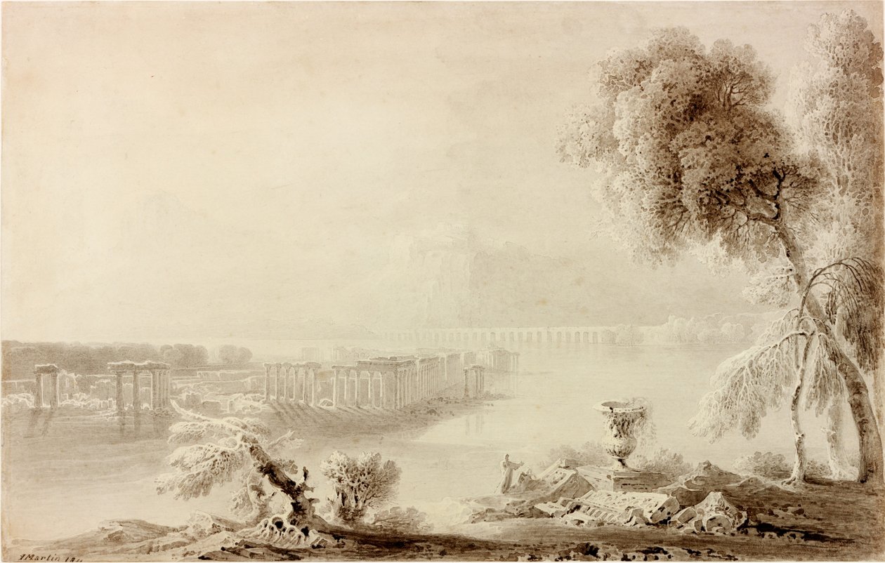 Táj, klasszikus kompozíció alkotó: John Martin