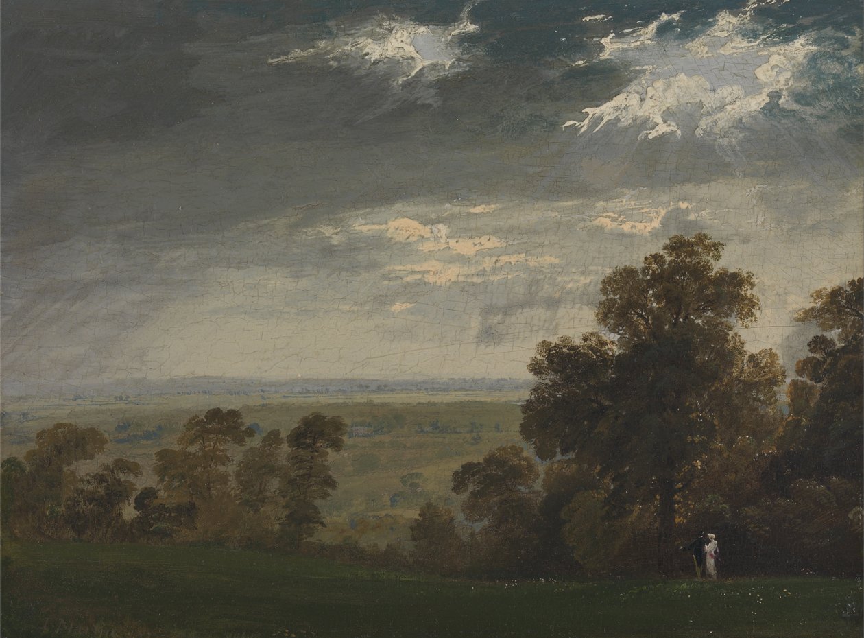 Tájkép, esetleg a Wight -sziget vagy a Richmond Hill alkotó: John Martin