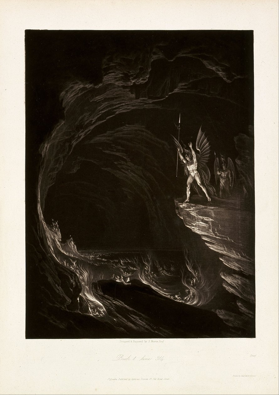 Sátán a bukott angyalokat felkeltve, 1. könyv, 314. sor, John Milton, Elveszett paradicsom alkotó: John Martin