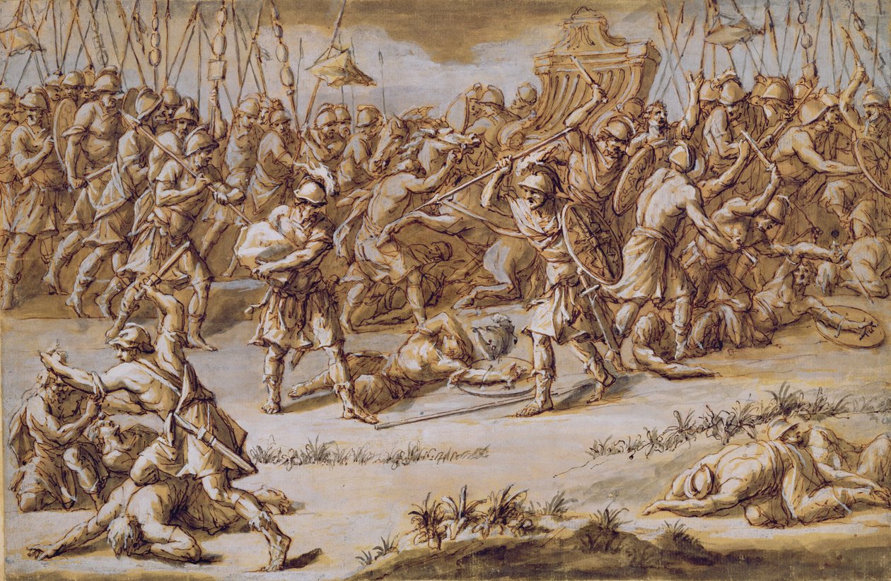 Illusztráció az Iliászhoz, 1760-as évek (toll és tinta, mosás és gouache, fektetett papíron) alkotó: John Michael Rysbrack