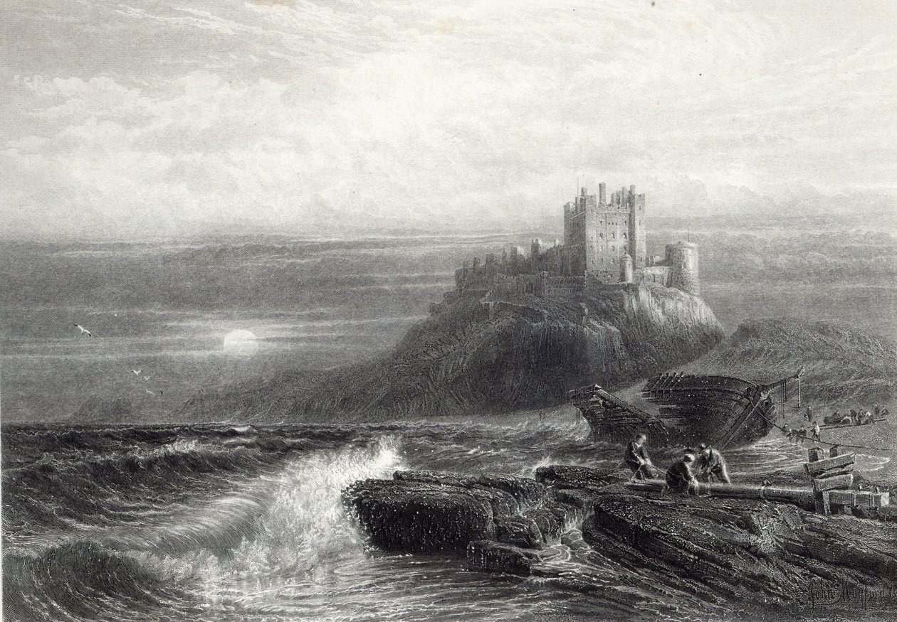 Bamburgh kastély, S. Bradshaw metszet, a Cassell and Company Ltd. nyomta. alkotó: John Mogford