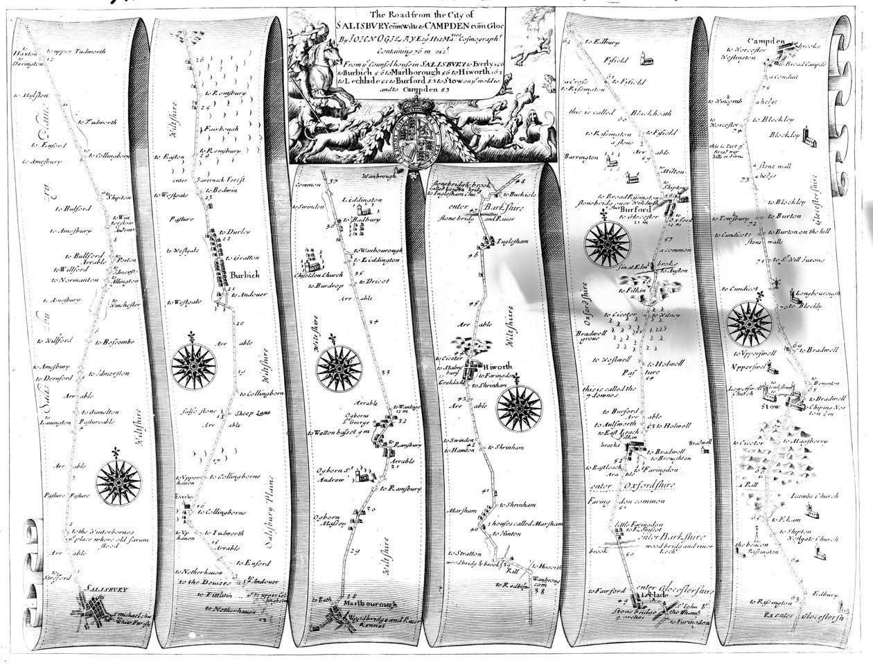 Az út Salisbury városából Campdenbe, az Ogilby-féle „Britannia”-tól, 1675 alkotó: John Ogilby