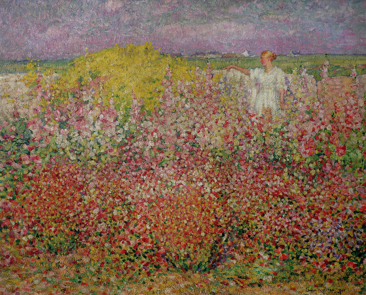 Mrs. Russell a virágok között a Belle-szigeten, 1927 alkotó: John Russell