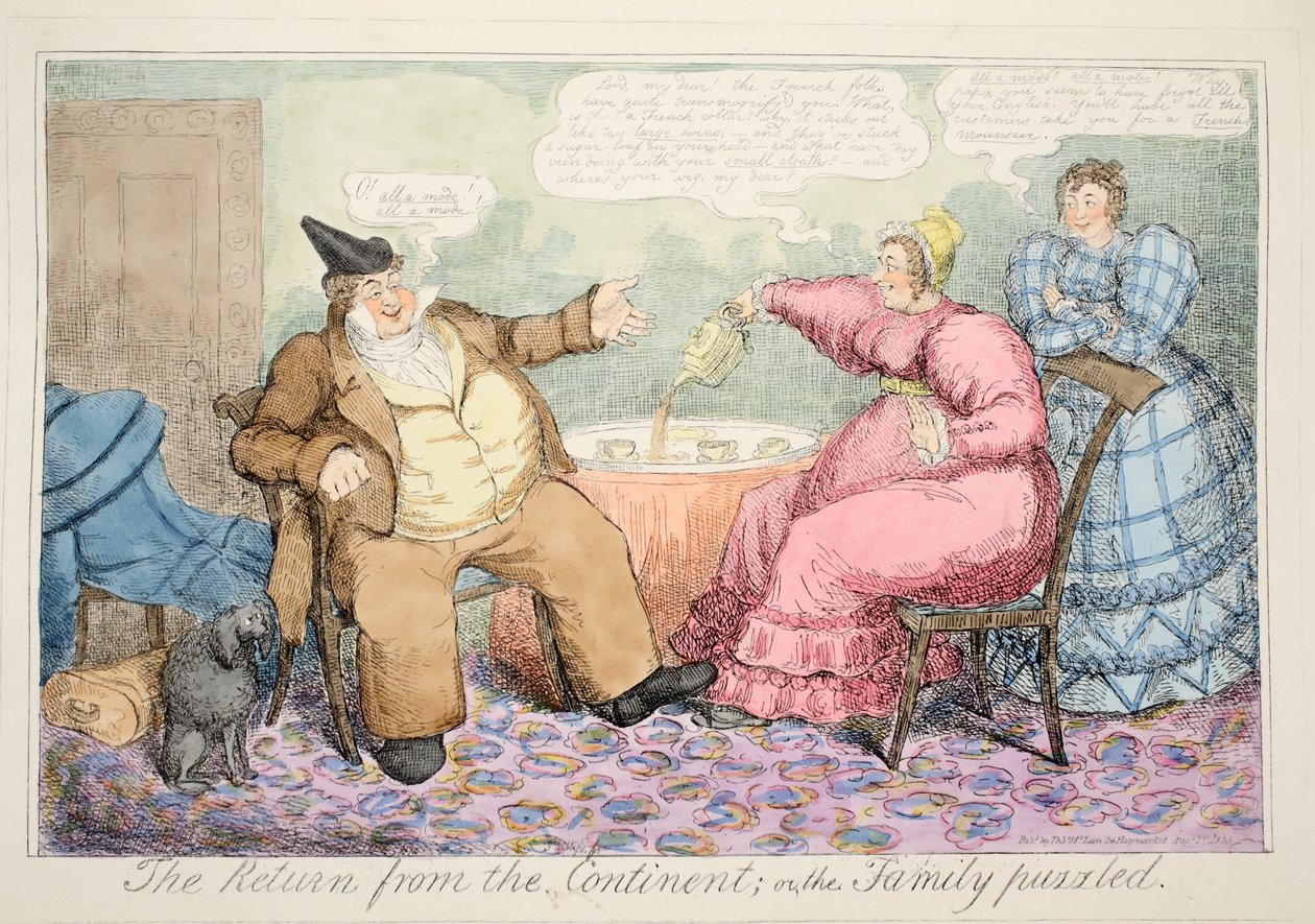 The Return from the Continent, avagy The Family Puzzled, kocsma. 1835 (kézzel színezett rézkarc) alkotó: John Phillips