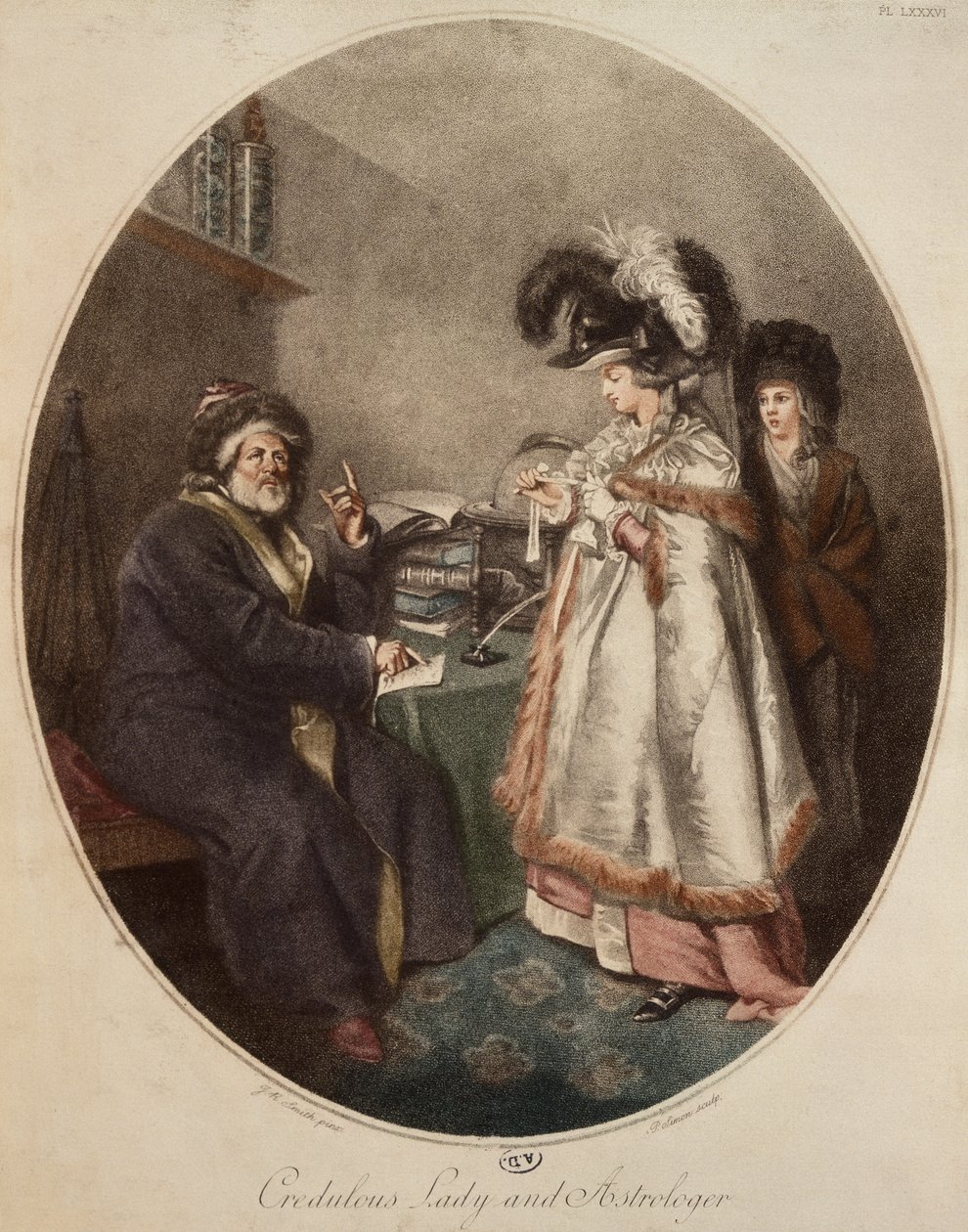 Hiteles hölgy és asztrológus, Pierre Simon metszete (1810 körül) alkotó: John Raphael Smith