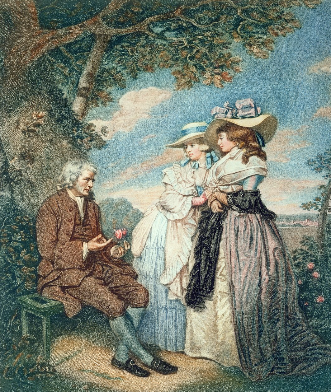 The Moralist, 1787 (kézzel színezett stipple-metszet) alkotó: John Raphael Smith