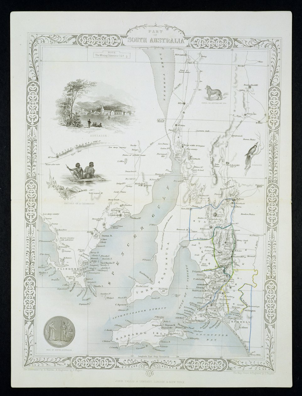 Dél-Ausztrália része, a John Tallis und Co által kiadott világtérképek sorozatából, New York és London, 1850-es évek alkotó: John Rapkin