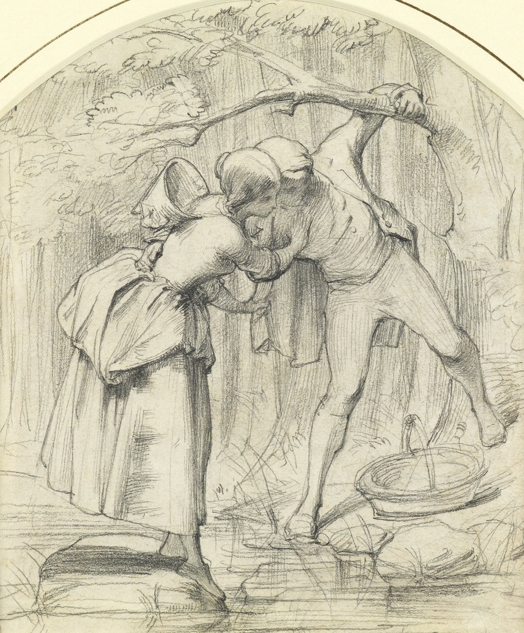 Az átkelő, 1860 körül ceruza papíron alkotó: John Richard Clayton