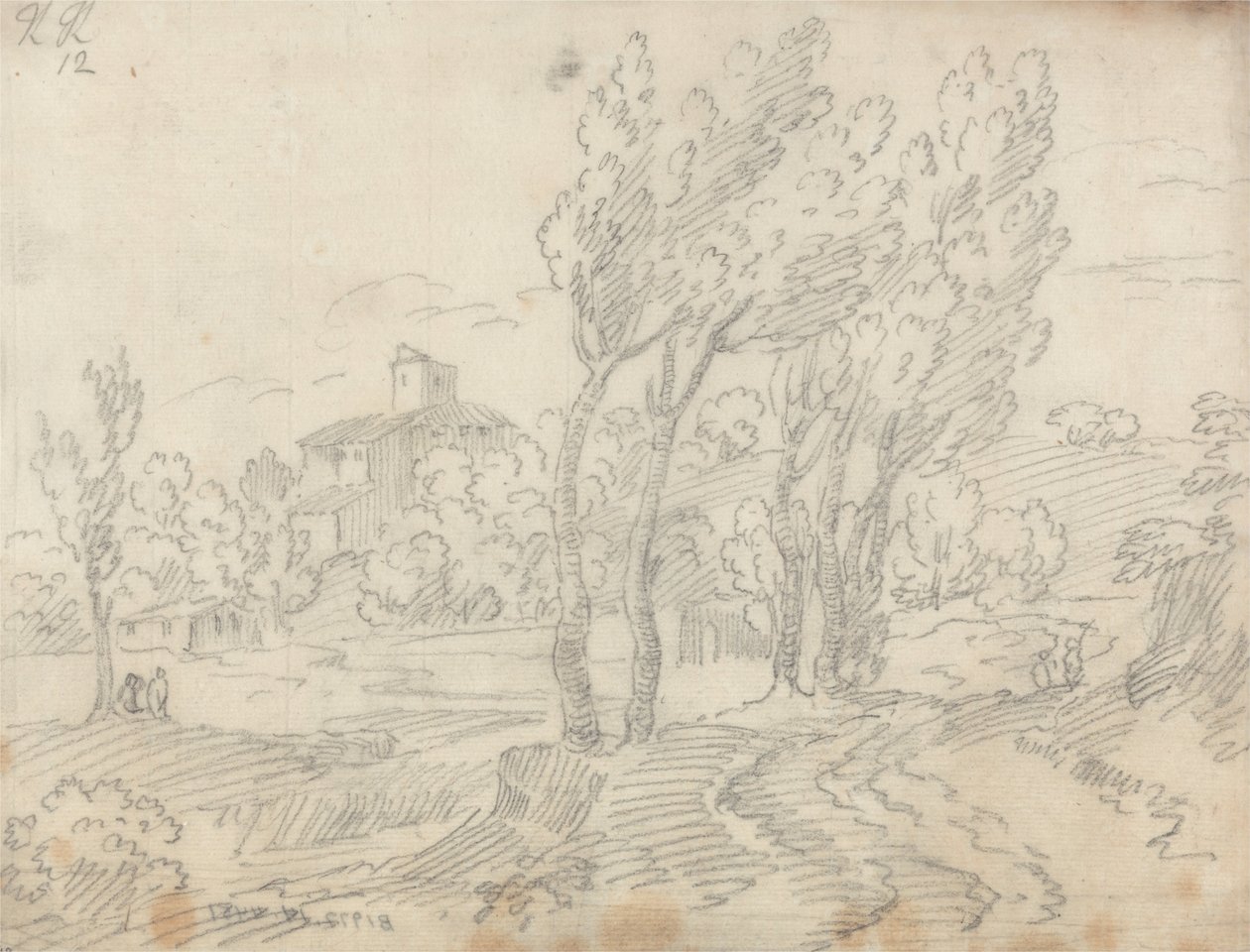 Monte Olivetto kolostor Firenze közelében alkotó: John Robert Cozens
