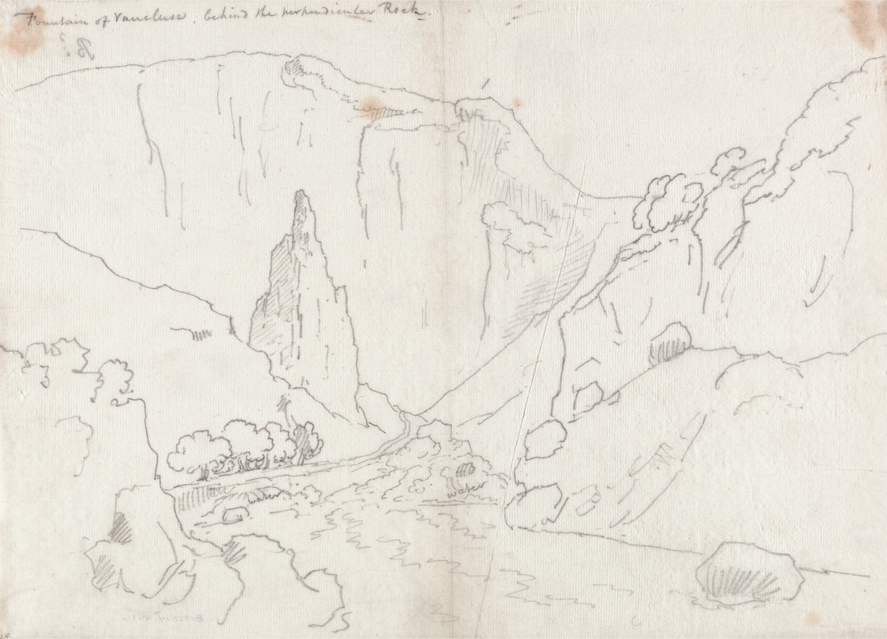 Vaucluse -kút, a merőleges szikla mögött alkotó: John Robert Cozens