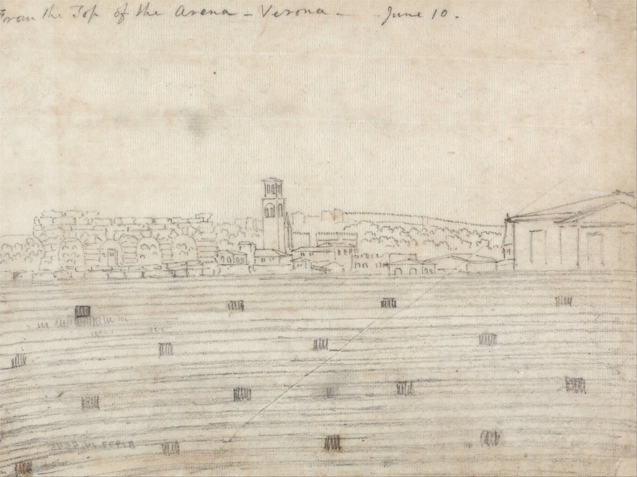 Az Aréna tetejéről, Verona alkotó: John Robert Cozens