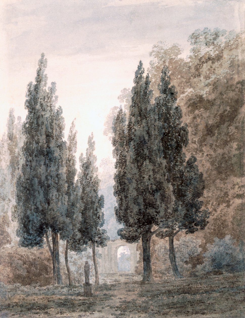 A Villa Pamphili kertjében, Rómában alkotó: John Robert Cozens