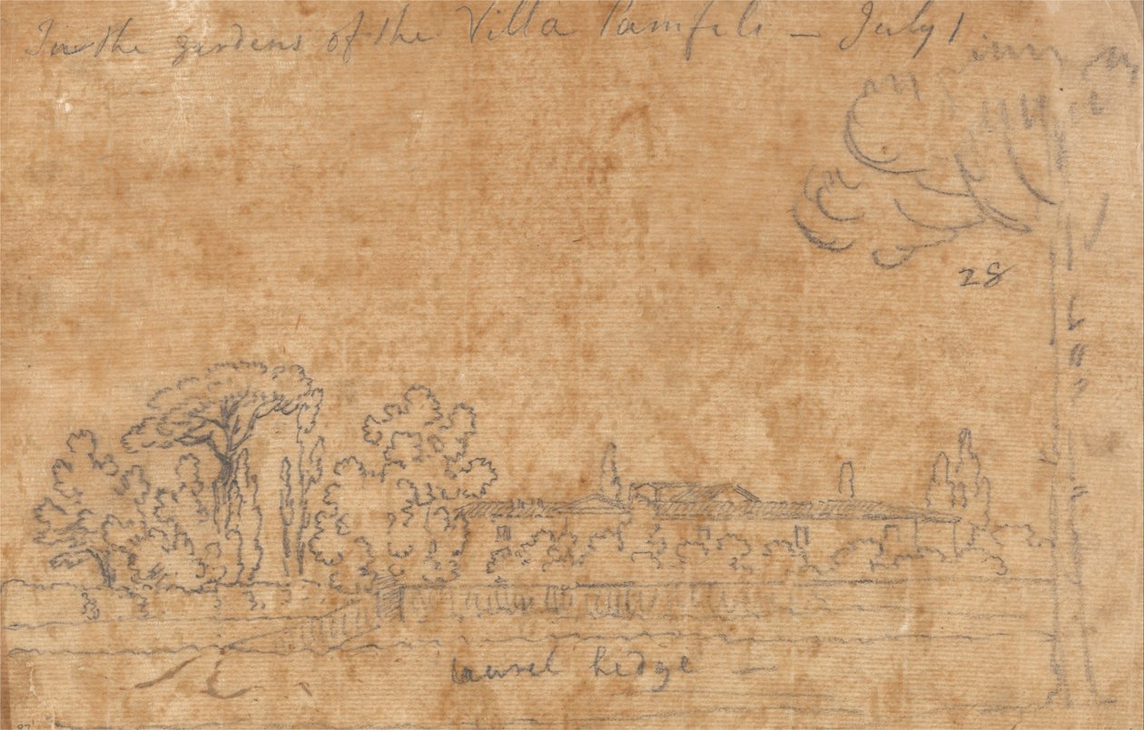 A Villa Pamphili kertjében, július 1 alkotó: John Robert Cozens