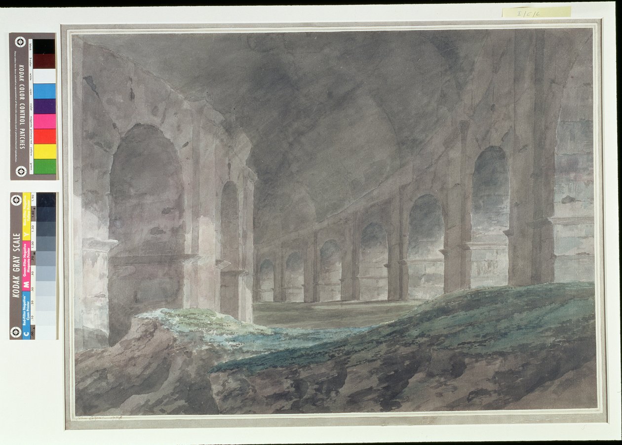 A Colosseum alsó körfolyosójának belseje, Róma, 1778 alkotó: John Robert Cozens