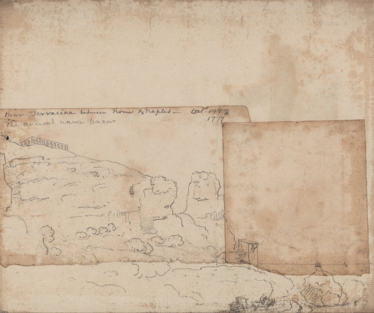 Terracina közelében, Róma és Nápoly között, 1777. október alkotó: John Robert Cozens