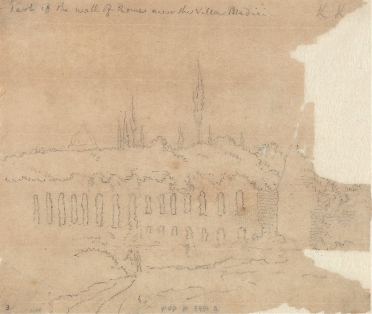 A Római Fal része a Villa Medici közelében alkotó: John Robert Cozens