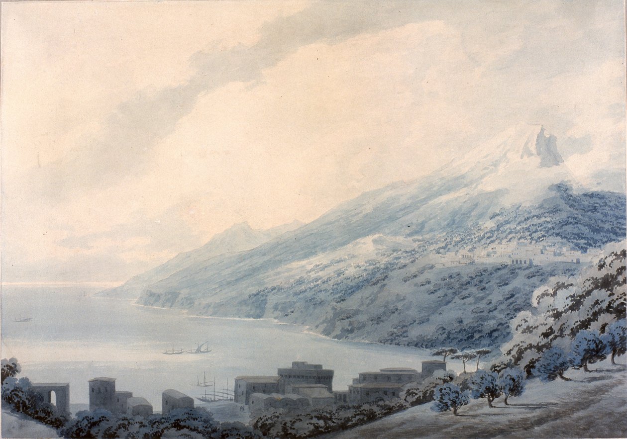 A Salernói öböl - Raito Vietriből (ceruza és akvarell, papír) alkotó: John Robert Cozens
