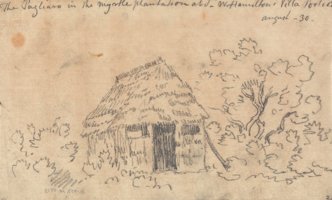 A Pagliaro a Myrtle -ültetvényben, Sir William Hamiltons Villa -ban, Portici alkotó: John Robert Cozens