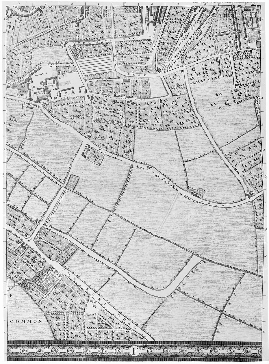 Bermondsey térképe, London, 1746 alkotó: John Rocque