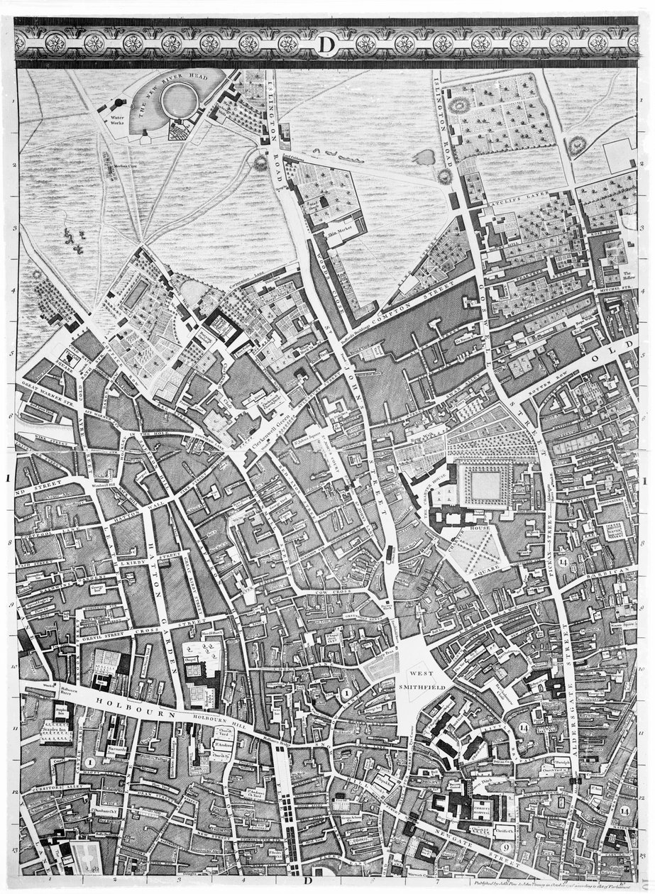Clerkenwell térképe, City of London, 1746 alkotó: John Rocque