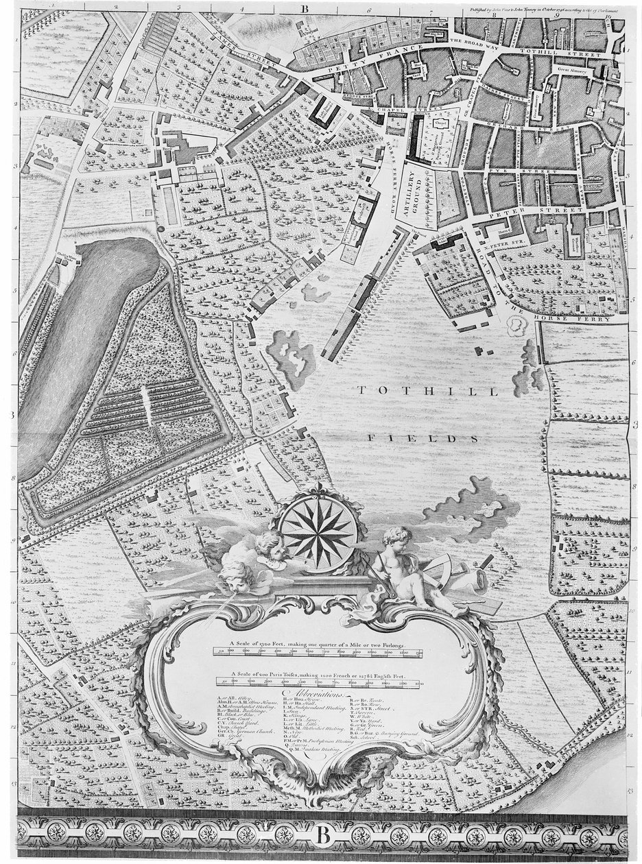 A Tothill Fields térképe, London, 1746 alkotó: John Rocque