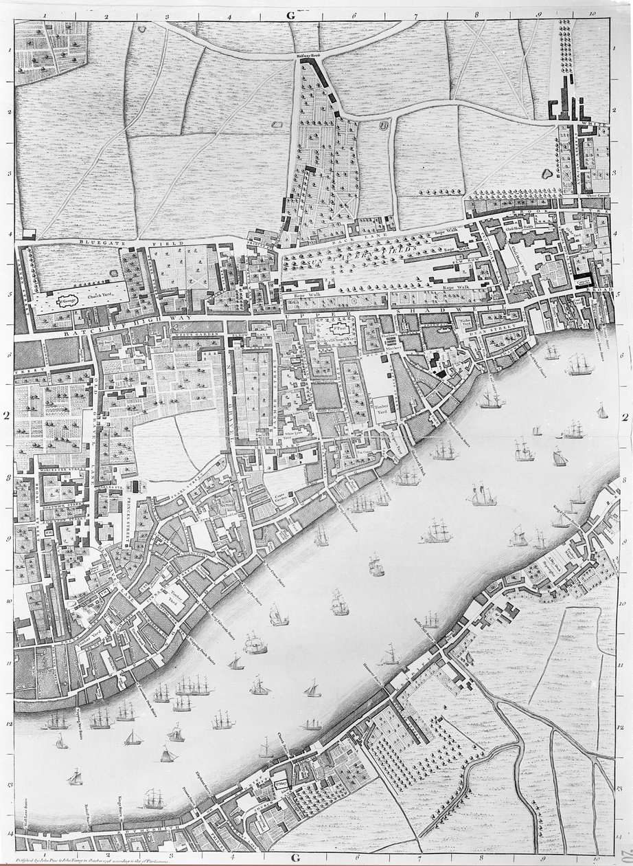Wapping térképe, London, 1746 alkotó: John Rocque