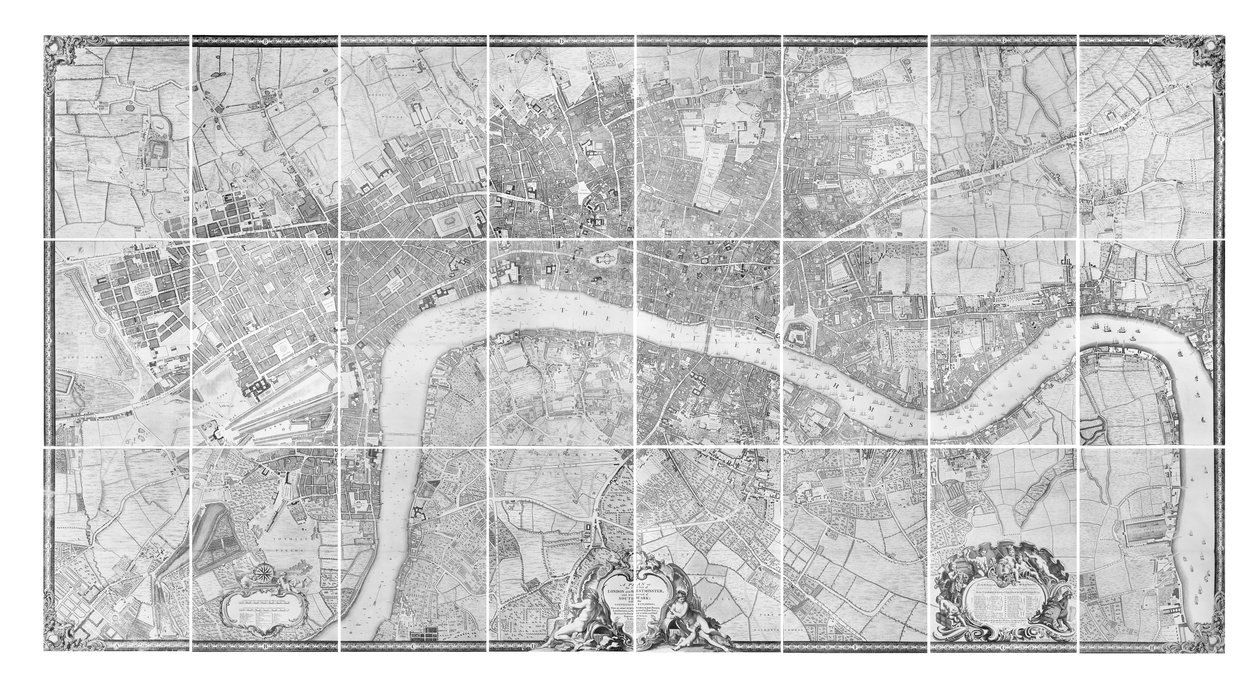 London és Westminster városok, valamint Southwark kerületének terve, 1746 alkotó: John Rocque