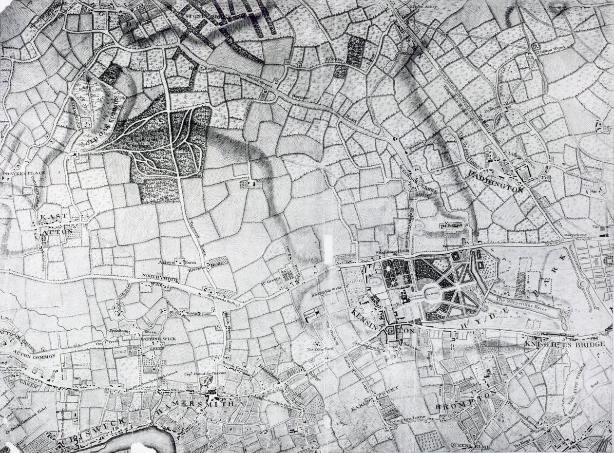 London és környéke felmérésének egy része, 1741-5, kocsma. 1769 alkotó: John Rocque