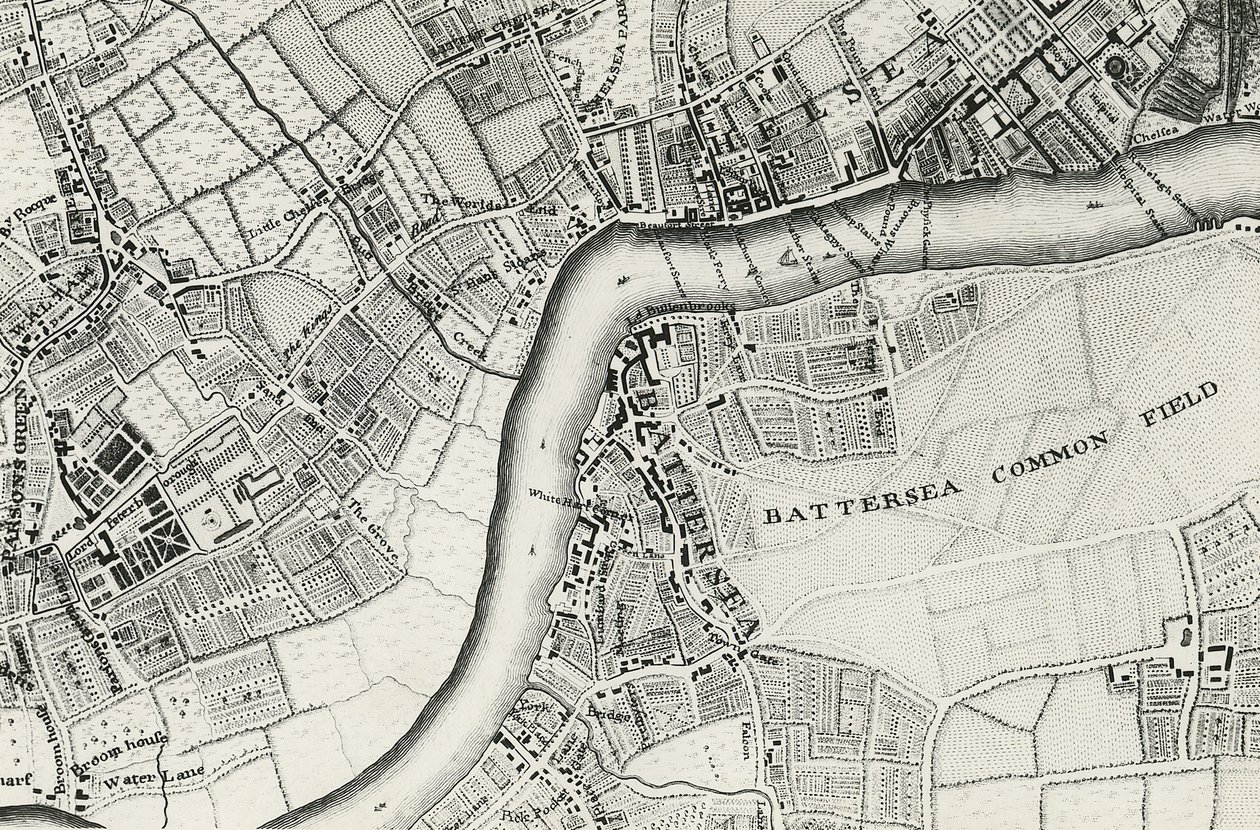 Battersea és Chelsea térképe, 1748 alkotó: John Rocque