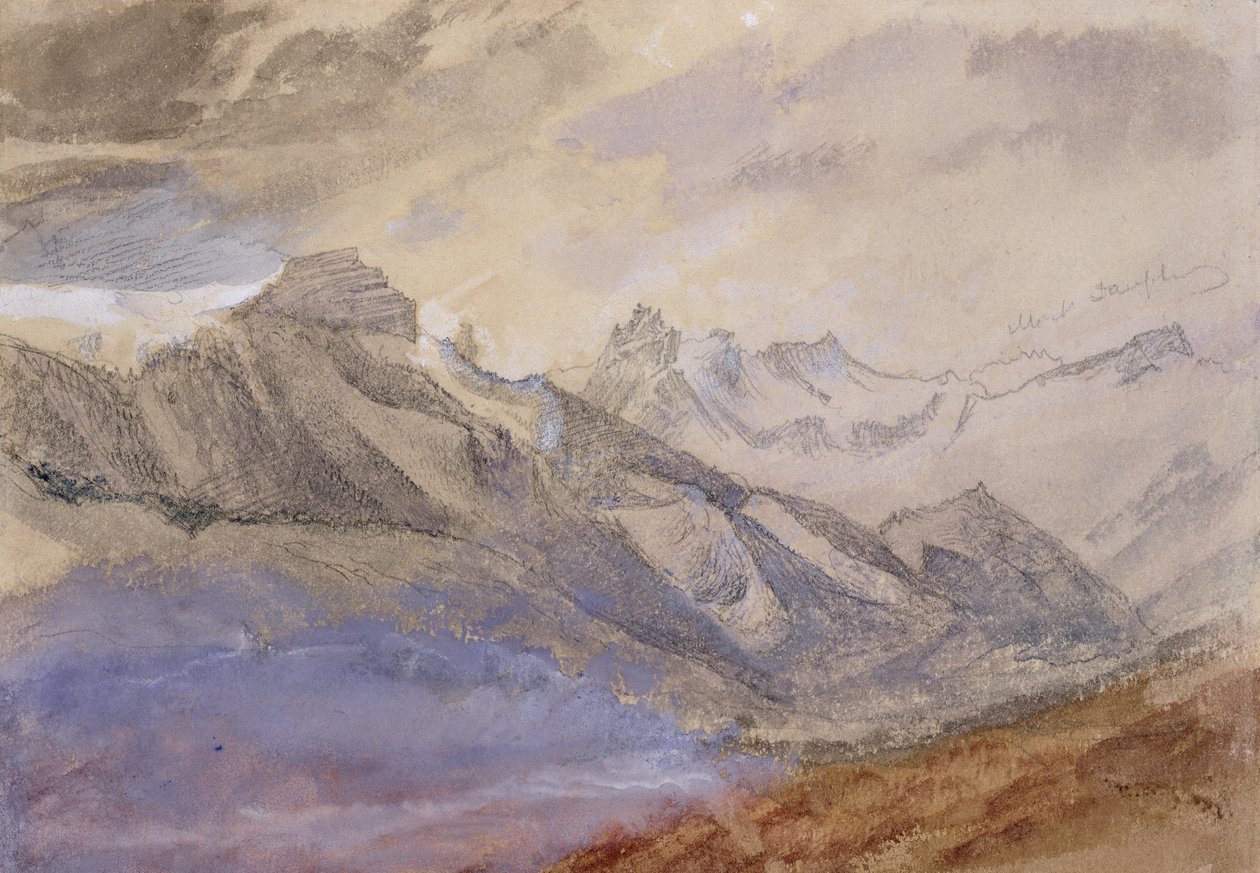 Mont Dauphiny, Chartreuse közelében (wc és ceruza papíron) alkotó: John Ruskin