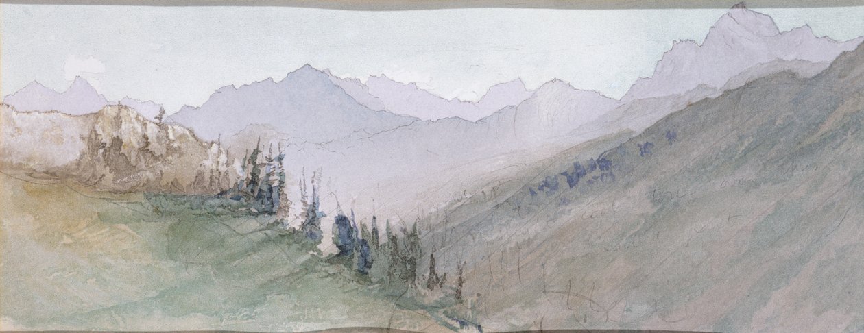 Savoyai hegyek a Brezonból nézve (chromolitho und wc) alkotó: John Ruskin