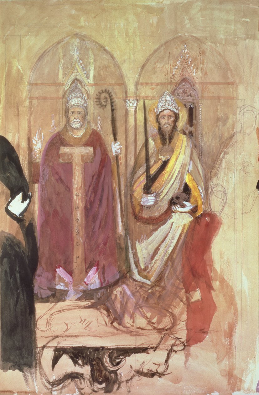 A pápa és a császár, freskó a spanyol kápolnában, Santa Maria Novella, Firenze, 19. század alkotó: John Ruskin