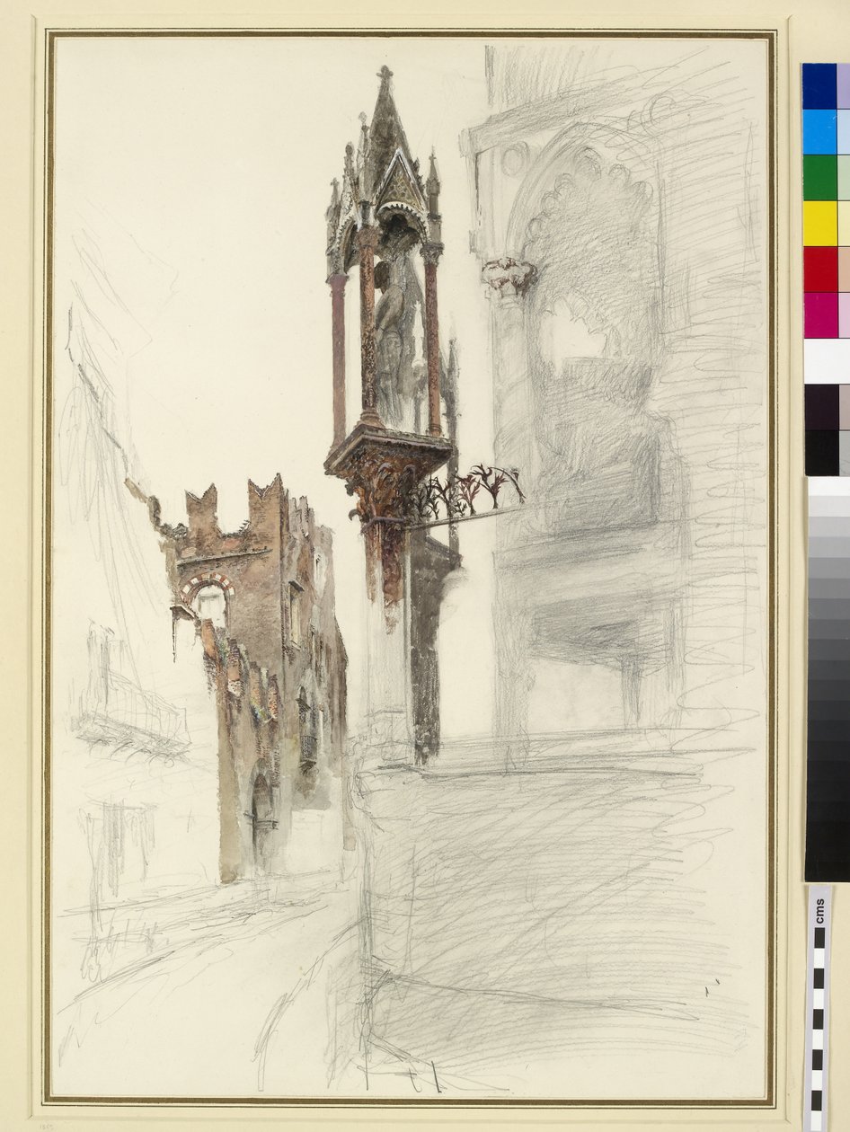 Cansignorio sírja († 1375), Santa Maria Antica, Verona (ceruza és WC papíron) alkotó: John Ruskin
